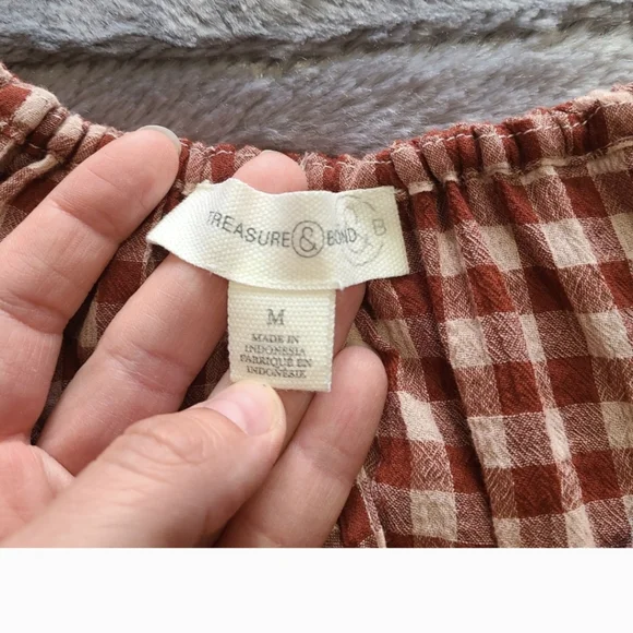 #100 NWOT Treasure & Bond Gingham Checkered Top - Picture 6 of 11